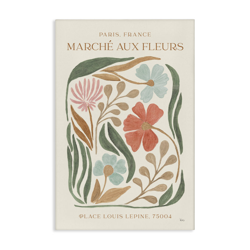 Art mural français sur toile, "French floral peinture", H 30 po x l 20 po