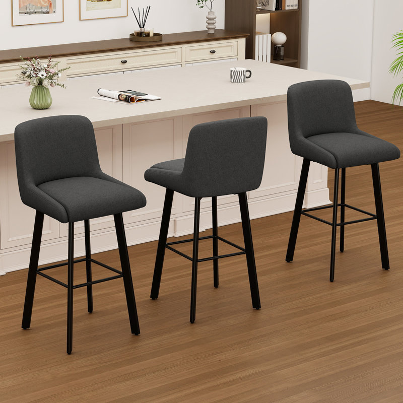 Tabouret de bar pivotant à hauteur de comptoir 30 po pour îlot de cuisine, 3, Black Grey