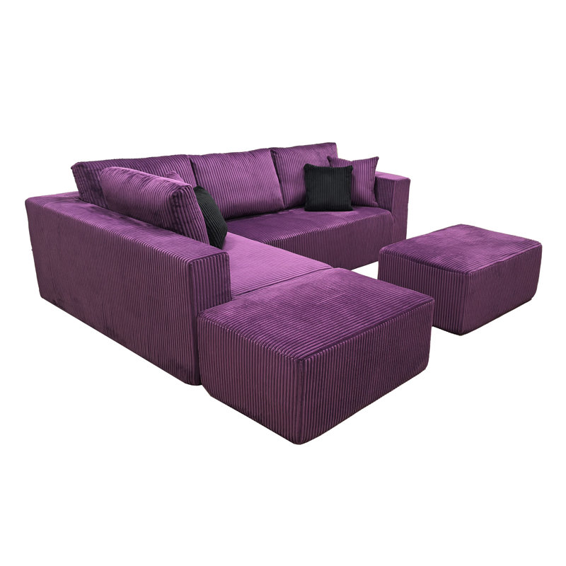 Fernvale Modular Boneless Sectional, Purple Corduroy