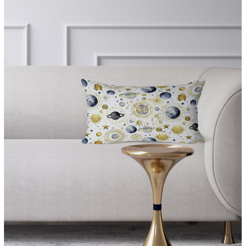 Space Fusion  Rectangular Throw Pillow, Gray/Yellow