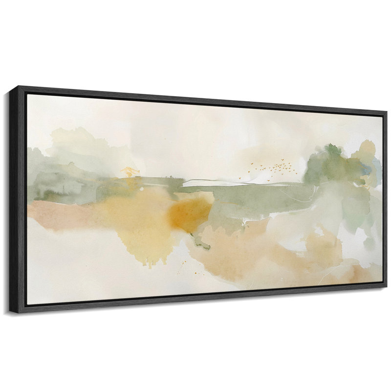 Abstrait vert beige neutre, impression murale, minimaliste, moderne, panoramique, horizontal, Boho, décoration murale