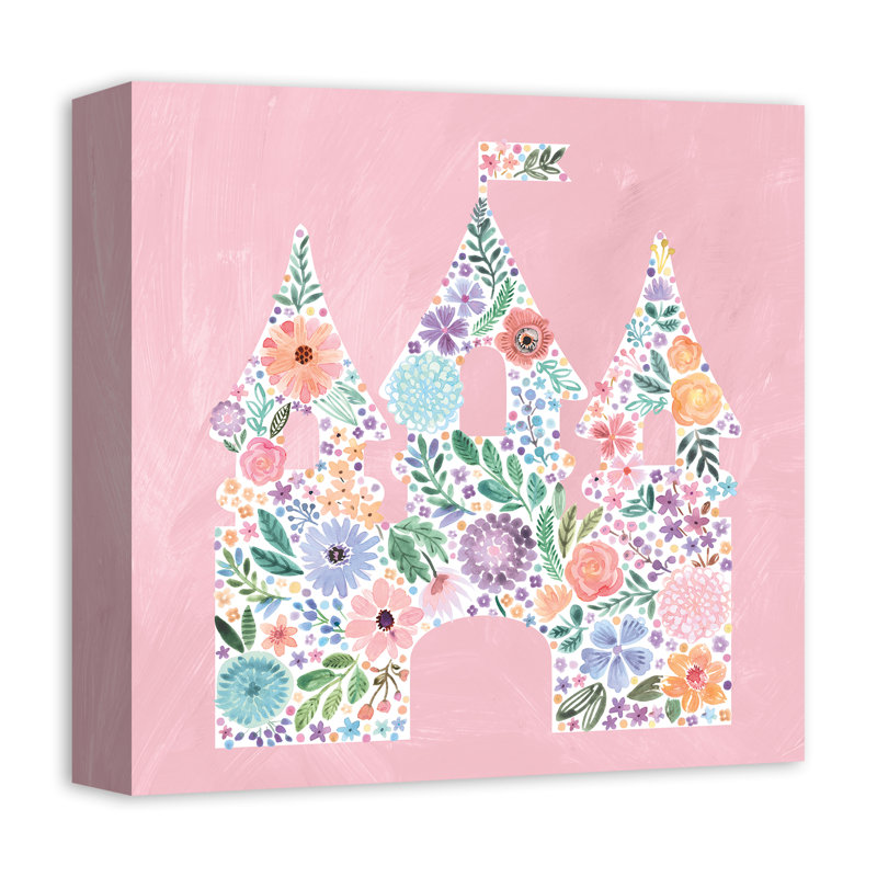 Impression de château floral sur toile, H 12 po x l 12 po x P 1,25 po