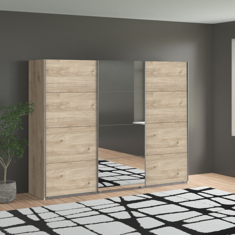 Barlowe 3 Door Manufactured Wood Wardrobe, Brown