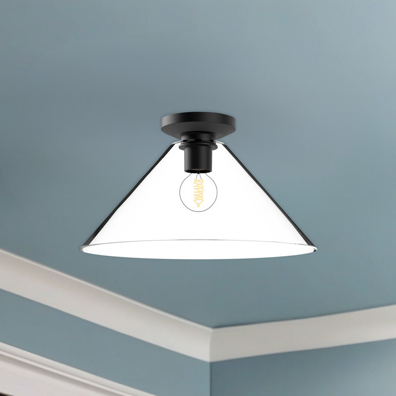 Salem 8" Matte Black and Gold Crystal Glass Flush Mount