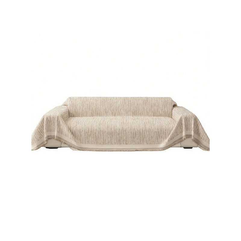 Box Cushion Sofa Slipcover, Cotton - Beige