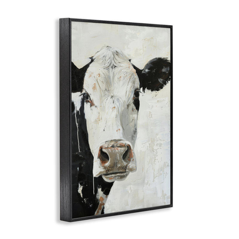 «Up Close Cow», estampe numérique par Petals Prints Design, H 18 po x l 12 po, Giclée encadrée noir minuit