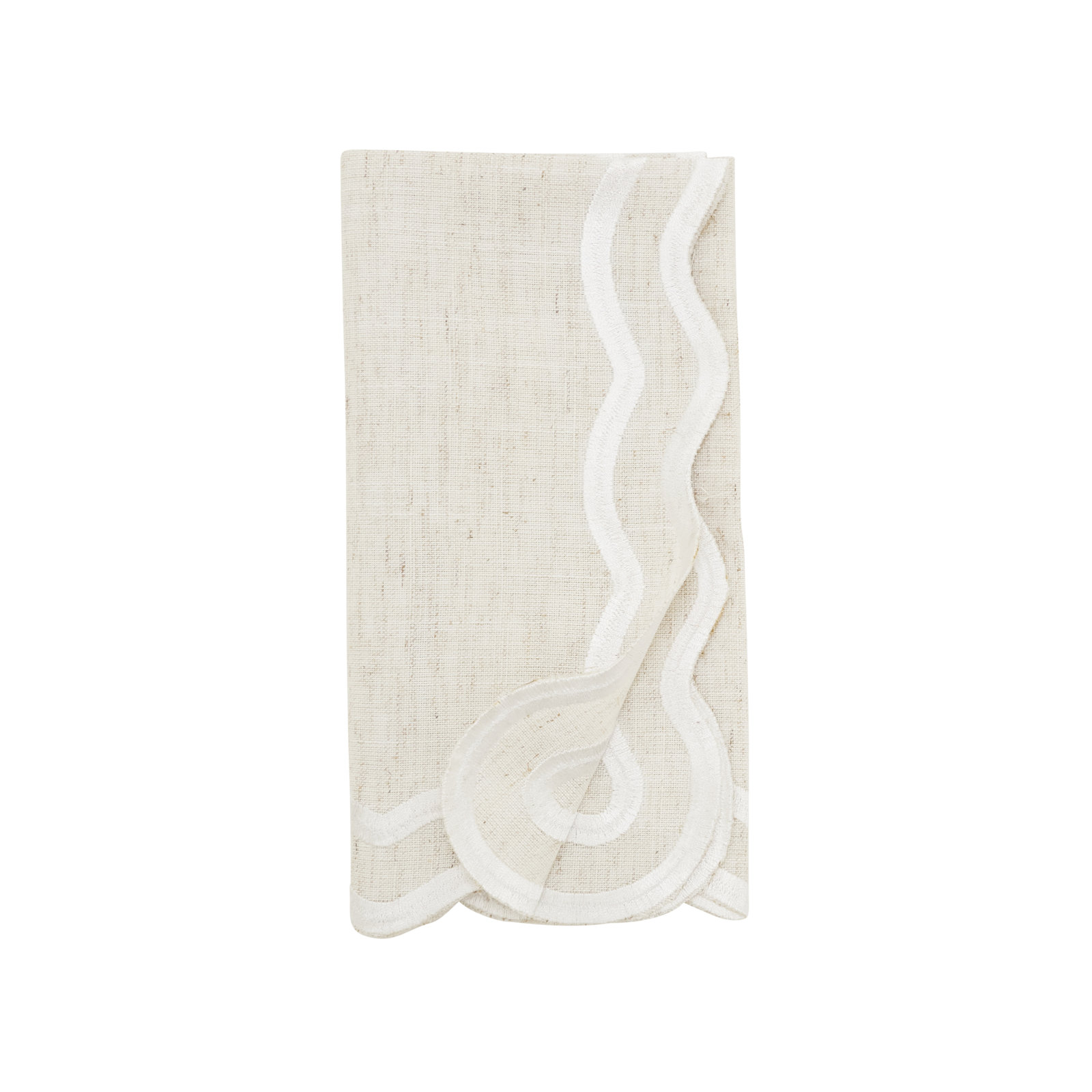 Scalloped Cotton Napkin, Tan