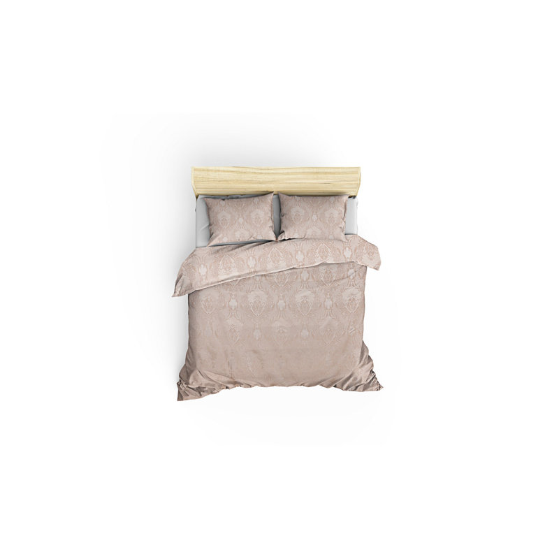 Medora Cotton Damask Bedspread with Pillowcases, Beige