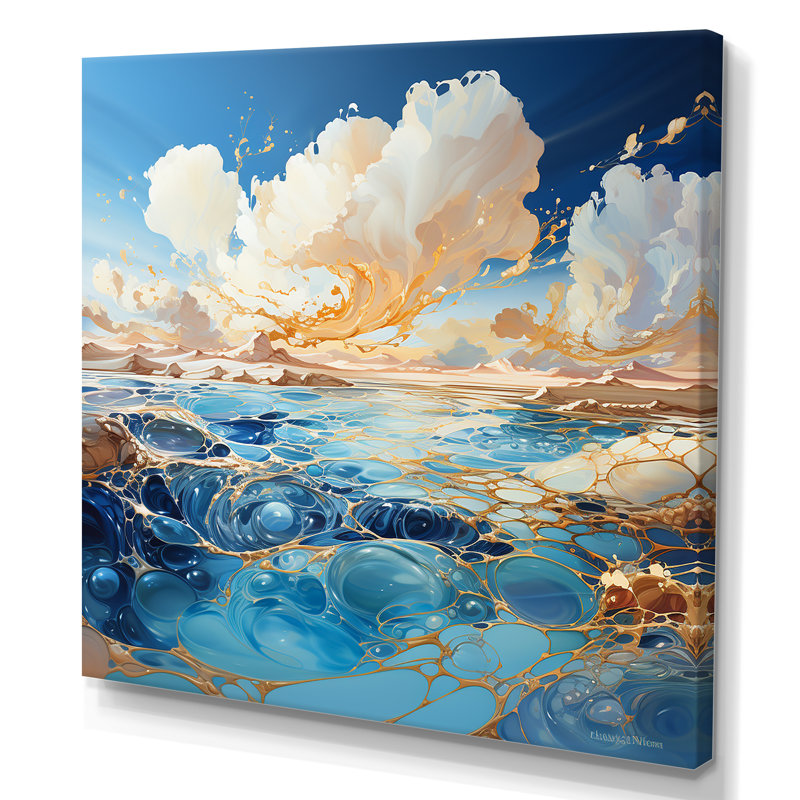 «Clouds Charm liquid Art I», impression d'art mural nuages, H 36 po x l 36 po x P 1,5 po, Toile tendue