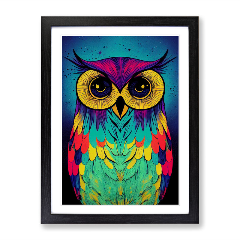 Paint Splashed Owl No.3 - Framed Print, Black, 34cm H x 25cm W x 2cm D