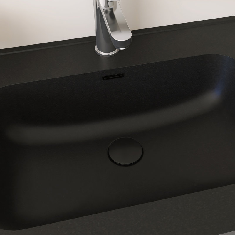 Meuble-lavabo mural simple avec comptoir en quartz noir intégré, 35"