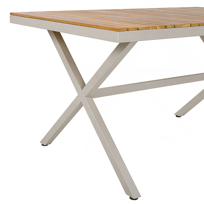 Table de salle à manger d'extérieur résistante aux intempéries avec pieds en X pour la cour, le jardin et la terrasse