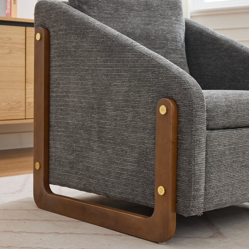Fauteuil en tissu d'ameublement Chenille, Gris