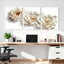 Tableau mural sur toile tendue à motif floral de pivoine blanche (paquet de 3)