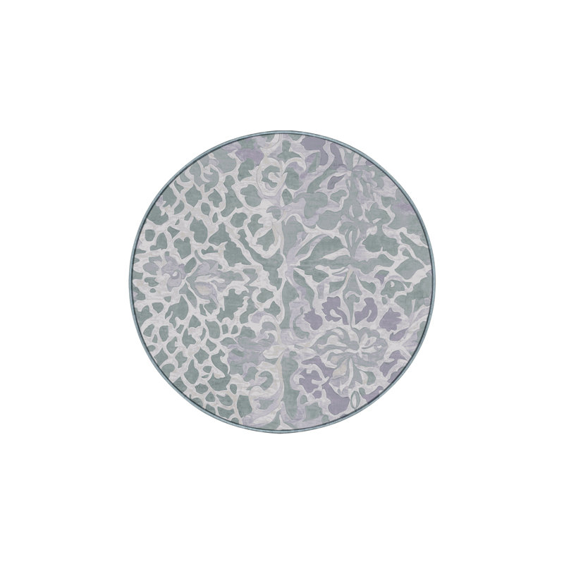 Machine Washable Blue Area Rug, Round 8'