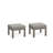 Set Of 2,  22” All-Weather Metal Patio Ottomans Thick Beige Cushions & Khaki Frame