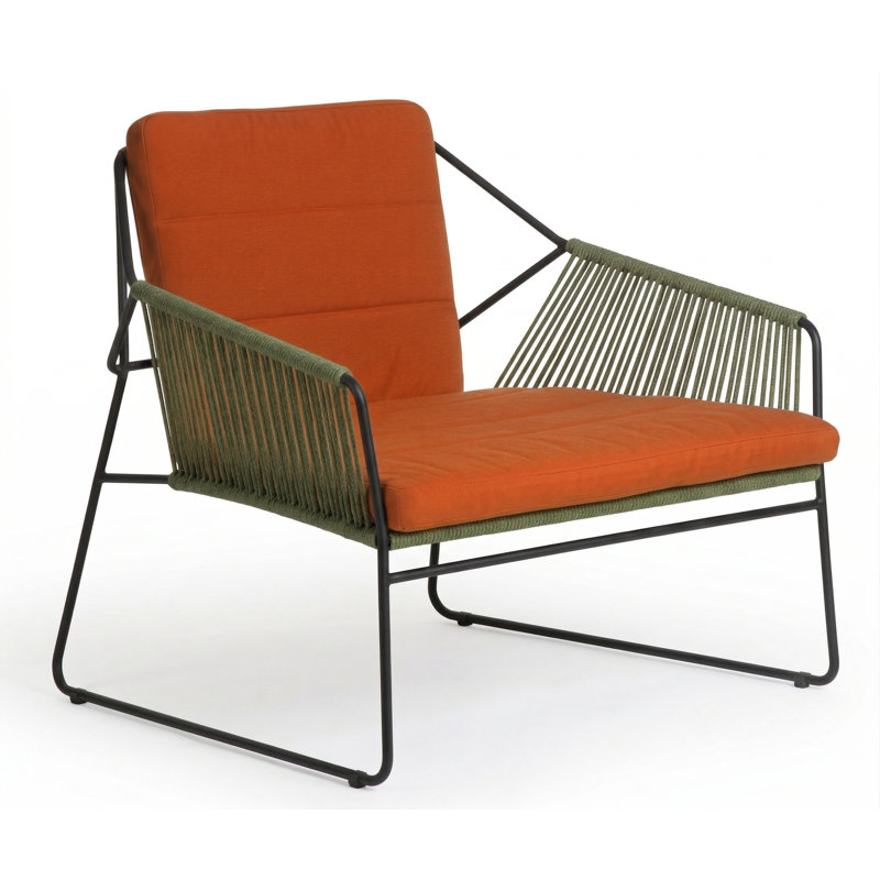 Sandur Patio Chair with Cushions, Cayenne, Green Rope/Anthracite Frame