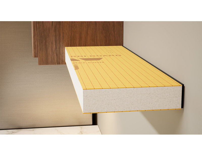 36in. × 10in. × 2in. Ready-to-Tile Free Floating Shelf with Orange  Board, 2" H x 36" W x 10" D