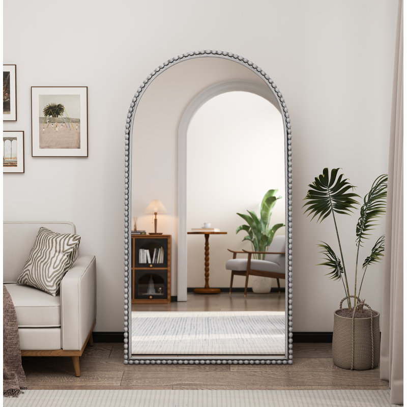 Miroir pleine longueur rétro en fer avec pieds de soutien, pour le salon, la chambre à coucher,, Argent argent