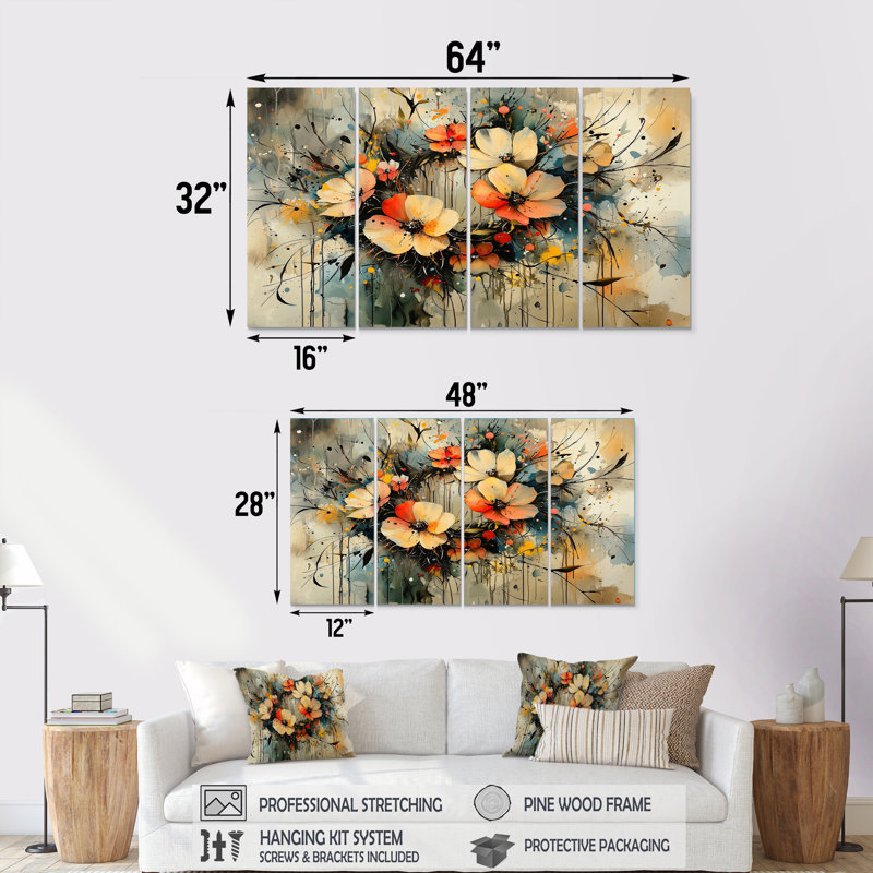 Bovill - Couronne, art mural - ensemble d'art mural traditionnel 4 pièces, H 28 po x l 48 po
