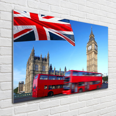 Bus in London 1 Piece Wall Art on Glass