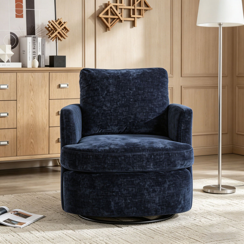 Fauteuil demi-tonneau pivotant à 360 degrés, Bleu