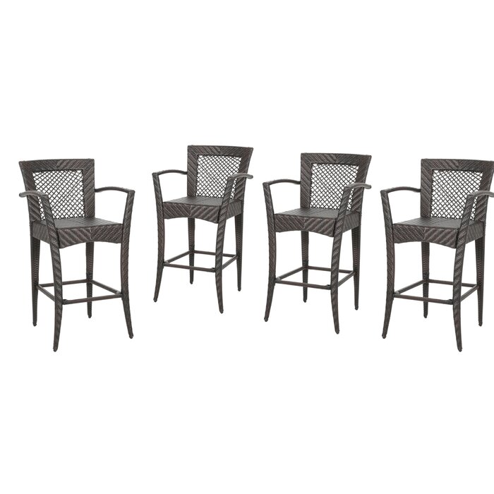 Highland Dunes Gonvick Wicker Outdoor 30'' Bar Stool & Reviews | Wayfair