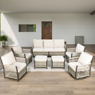 Buenhomino Wicker 7 - Person Patio Conversation Set with Cushions