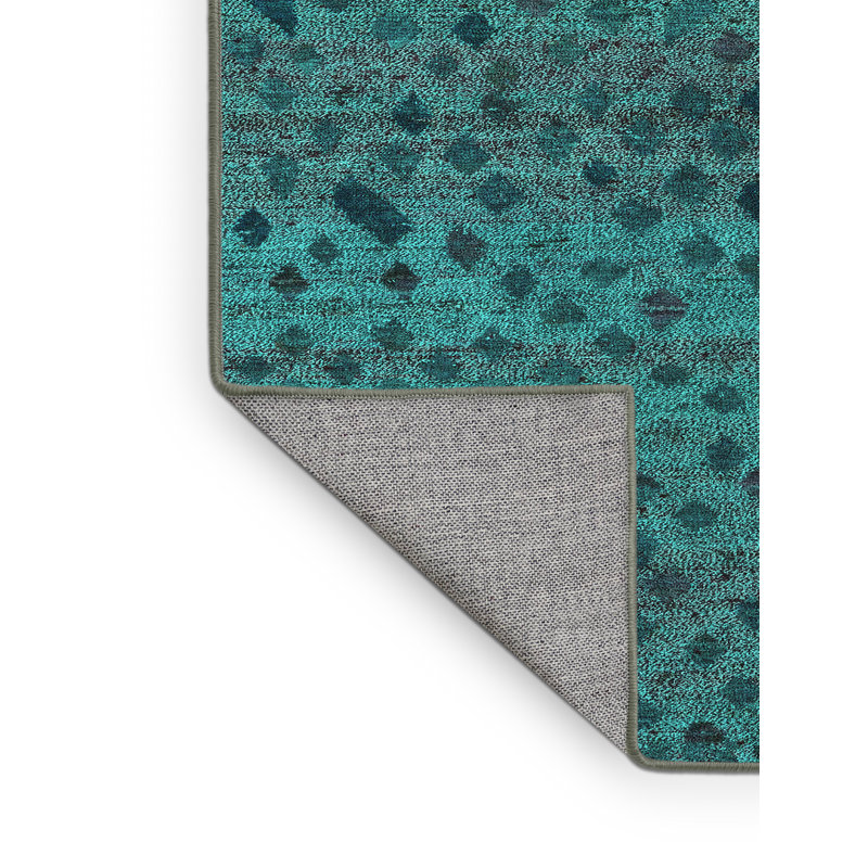 Tapis turquoise lavable à la machine Abstract 5361, Rectangle 2 pi x 4 pi