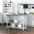 Rustic Farmhouse Kitchen Island With Stainless Steel Top, 2-Tier Open Shelves, And Spacious Drawers For Enhanced Storage And Mobility
