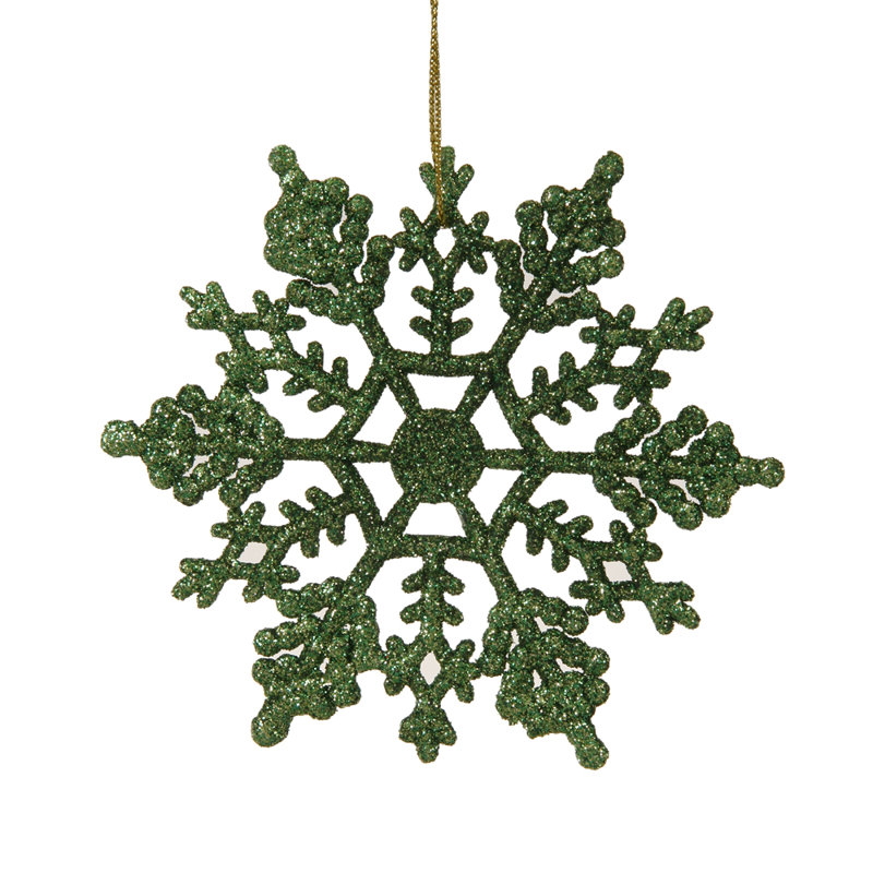 Ornement flocon de neige scintillant, Vert Noël