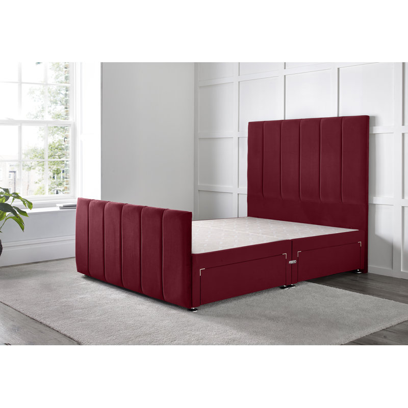 Cadebrooke Divan Bed with 54" Floorstanding Headboard, Maroon, Small Double (4'), 2 Right Drawers