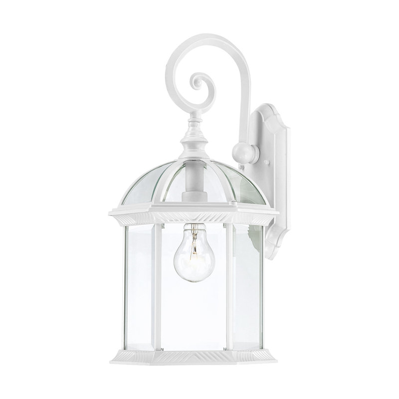 Charming Traditional White Lantern Wall Sconce, 19" Height