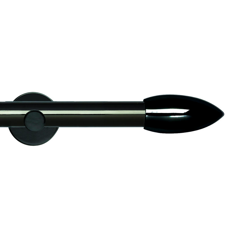 Amarielle 2.8cm Single Curtain Pole, 180cm, Black Nickel
