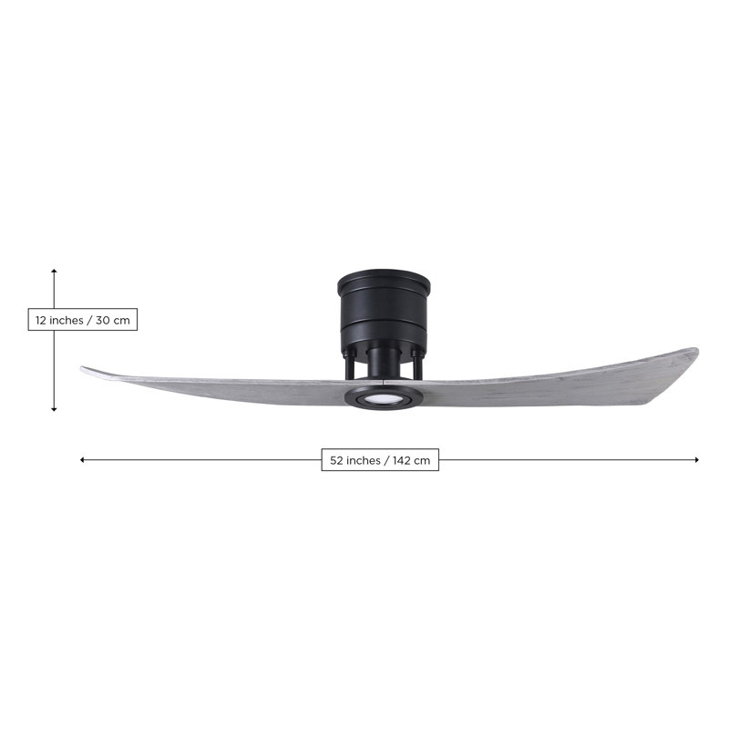 Lindsay LED Flush Mount Ceiling Fan, Matte White, Matte Black