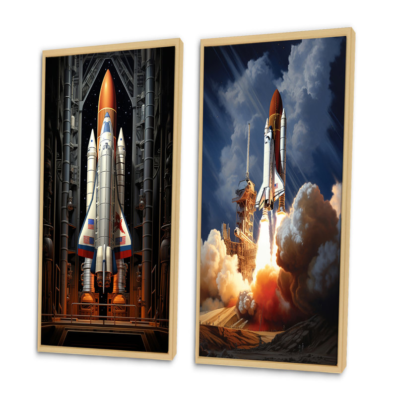 «Rocketship Revelation», 2 pièces, Encadrement brun, H 24 po x l 20 po