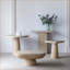 Table basse en magnésium-crème moderne pour le salon, surface de décoration polyvalente et surface spacieuse