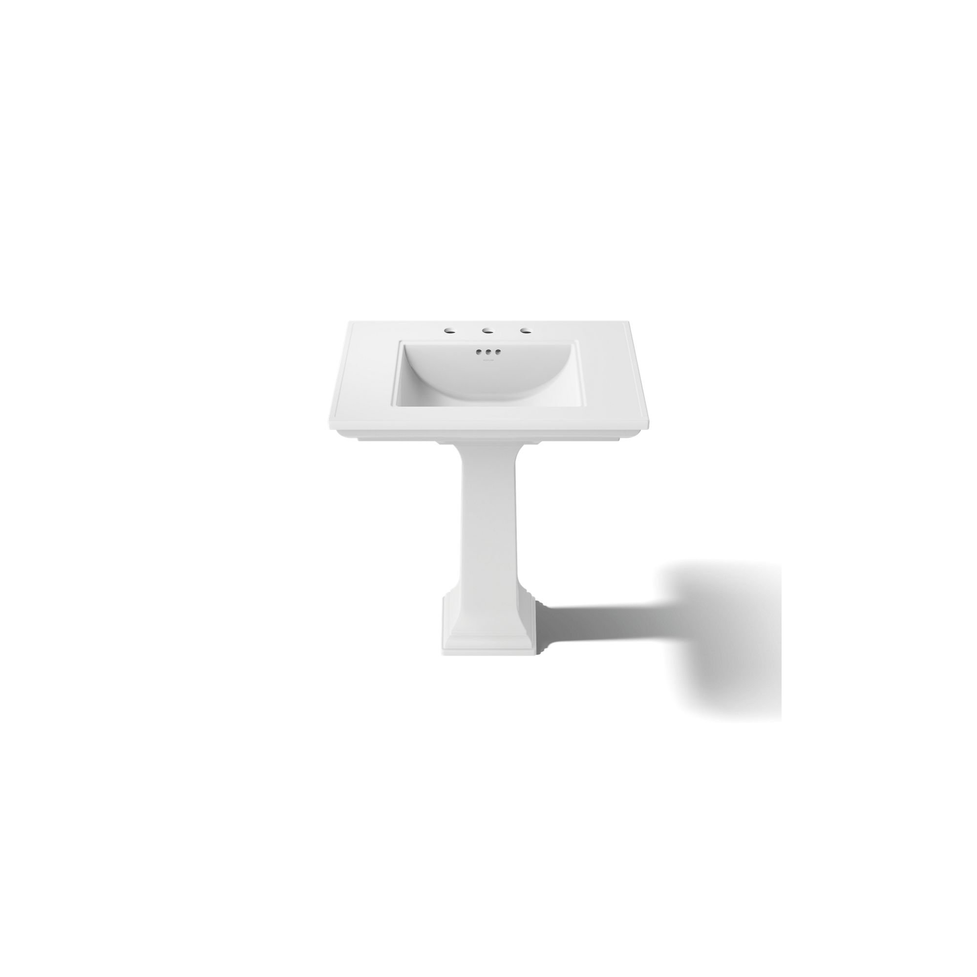 Memoirs Stately Pedestal Bathroom Sink with Faucet Holes, 8" Centers, 34.75" H x 22.19" W x 30.69" L, White