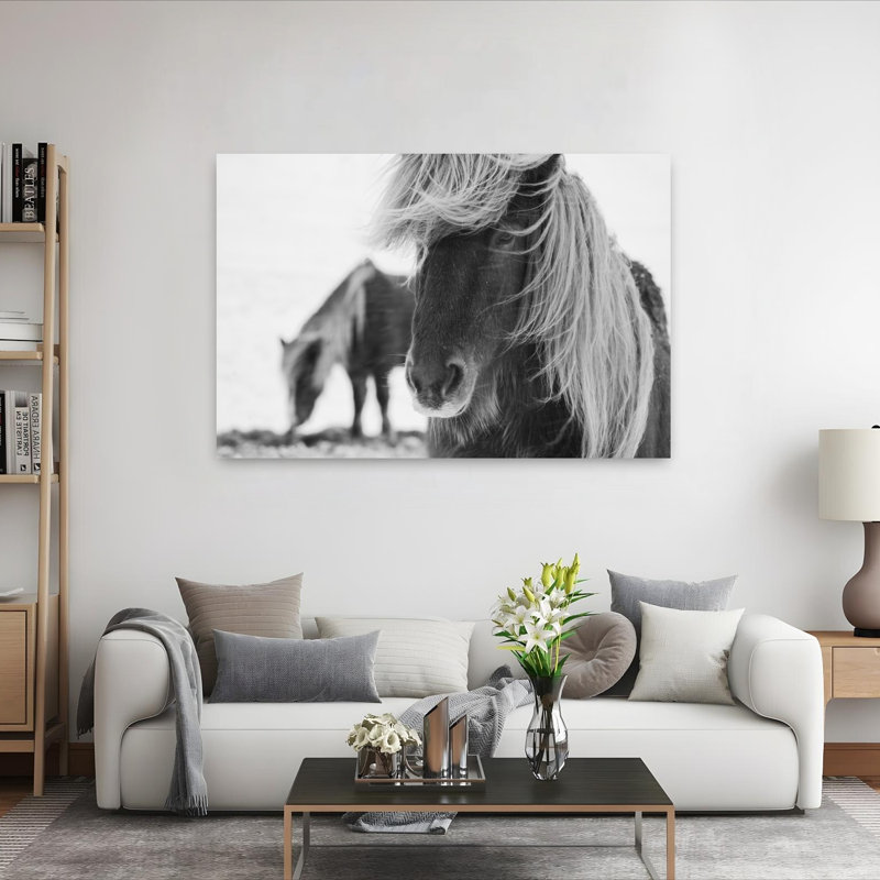 «Windswept Winter Horse Elegant Peaceful Abstract Horse Landscape Nature», art mural, 40" H x 60" W