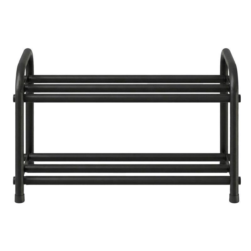 Range-chaussures extensible, organisateur de rangement réglable en acier à 2 niveaux, 17,4 x 9,8 x 11,9 pouces, noir