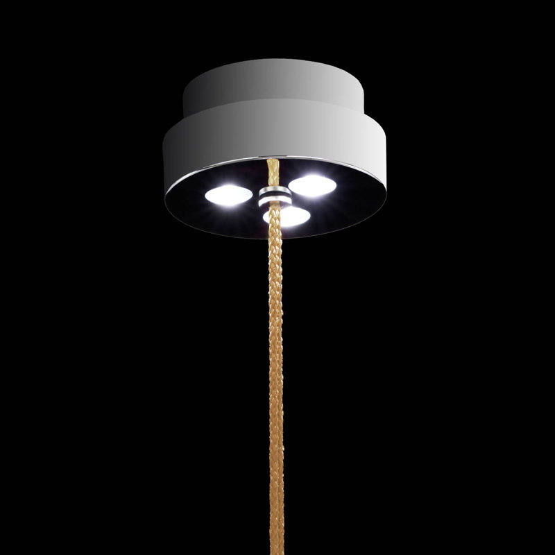 Trinity 1 - Light LED Pendant, Polished Chrome/Gold Rope