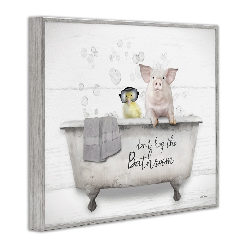 «Don't Hog Bathroom» par Lori Deiter, H 24 po x l 30 po x P 1,5 po, Estampe numérique Farmhouse