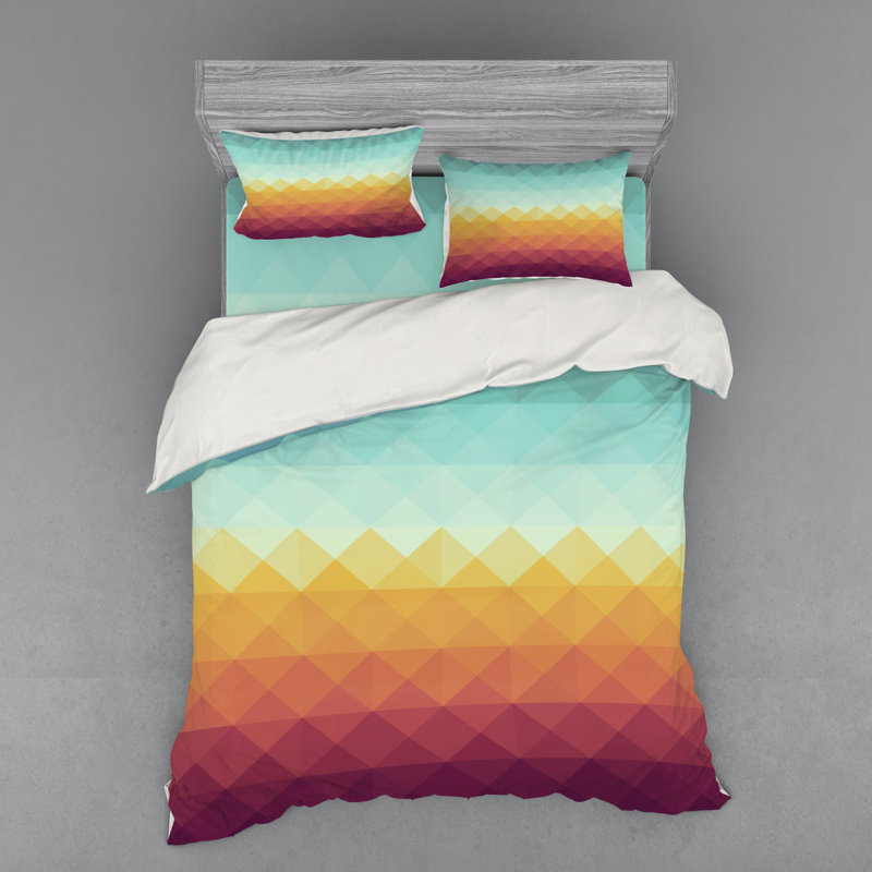Modern & Contemporary Polyester Geometric Shapes Duvet Cover, Queen Duvet Cover + 3 Additional Pieces