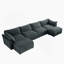 Canapé à assise profonde en U avec repose-pieds 3 places avec repose-pieds, canapé 3 places avec 2 repose-pieds mobiles, canapé modulaire surdimensionné avec tiroir de rangement sous chaque siège, chenille-2102509098-2102509096