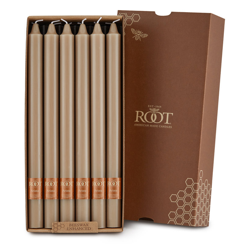 Bougie radiculaire sans parfum, H 12 po x l 0,88 po x P 0,88 po, Taupe