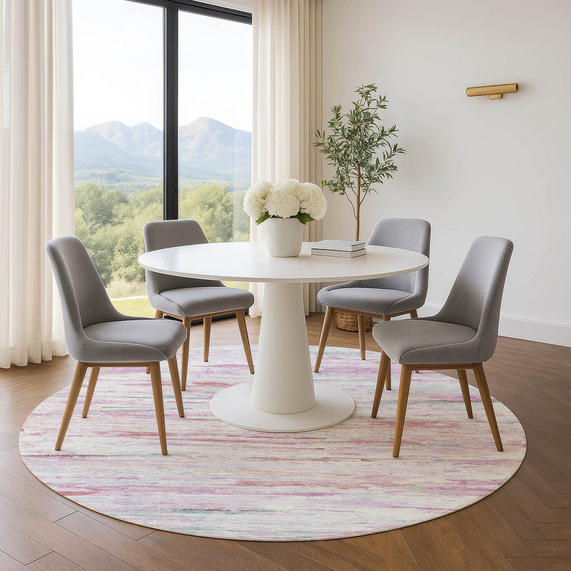 Premium Machine Washable Mundell Abstract Rug, Round 8'
