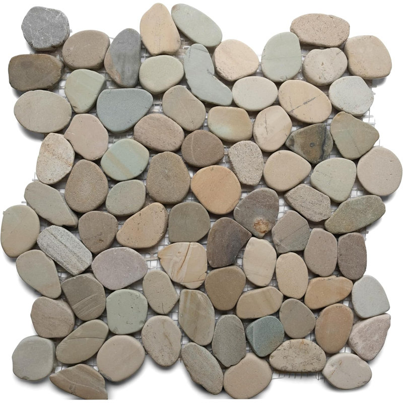 CNK Tile Slice Small Oval Lovebird Pebble Tile Pastel Golden, Petit ovale - 1 feuille (1 pied carré)