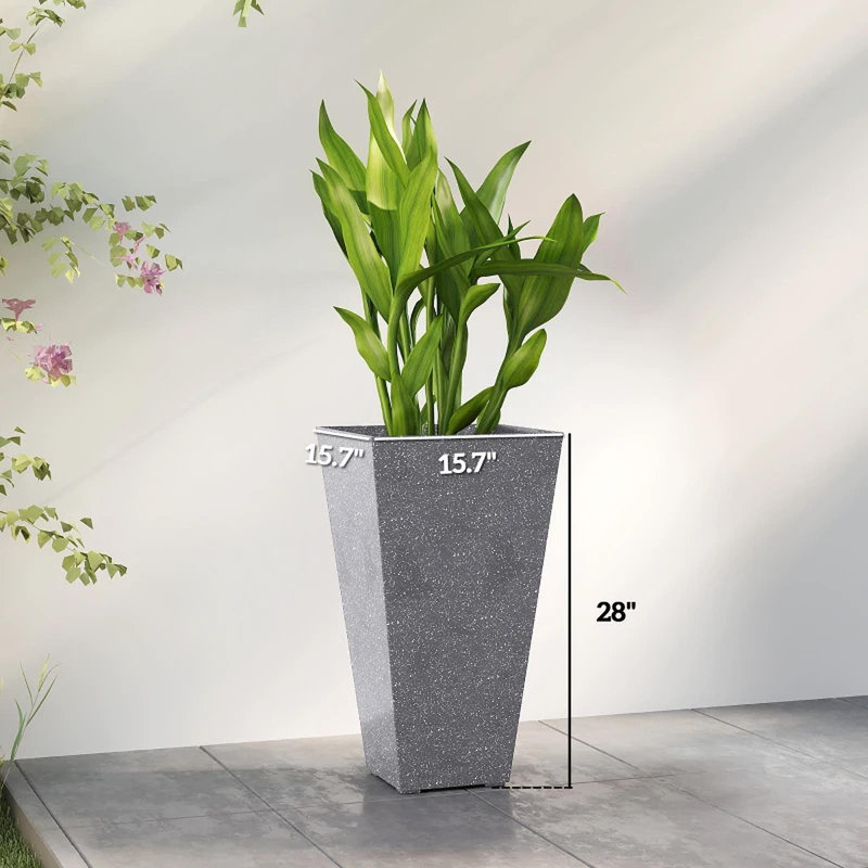 Set Of 3 Tall Planters,Plastic Flower Pots