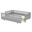 Lit plateforme simple TG avec garde-corps, structure de lit simple TG en bois massif, peut être converti en grand lit plateforme, gris