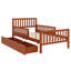 Base de lit plateforme classique en bois, garde-corps intégrés et deux tiroirs de rangement-129046179